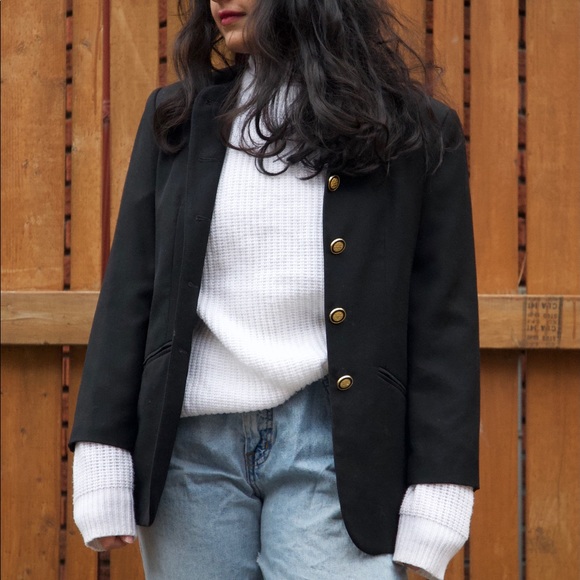 Vintage Black Collarless Blazer - Picture 2 of 2